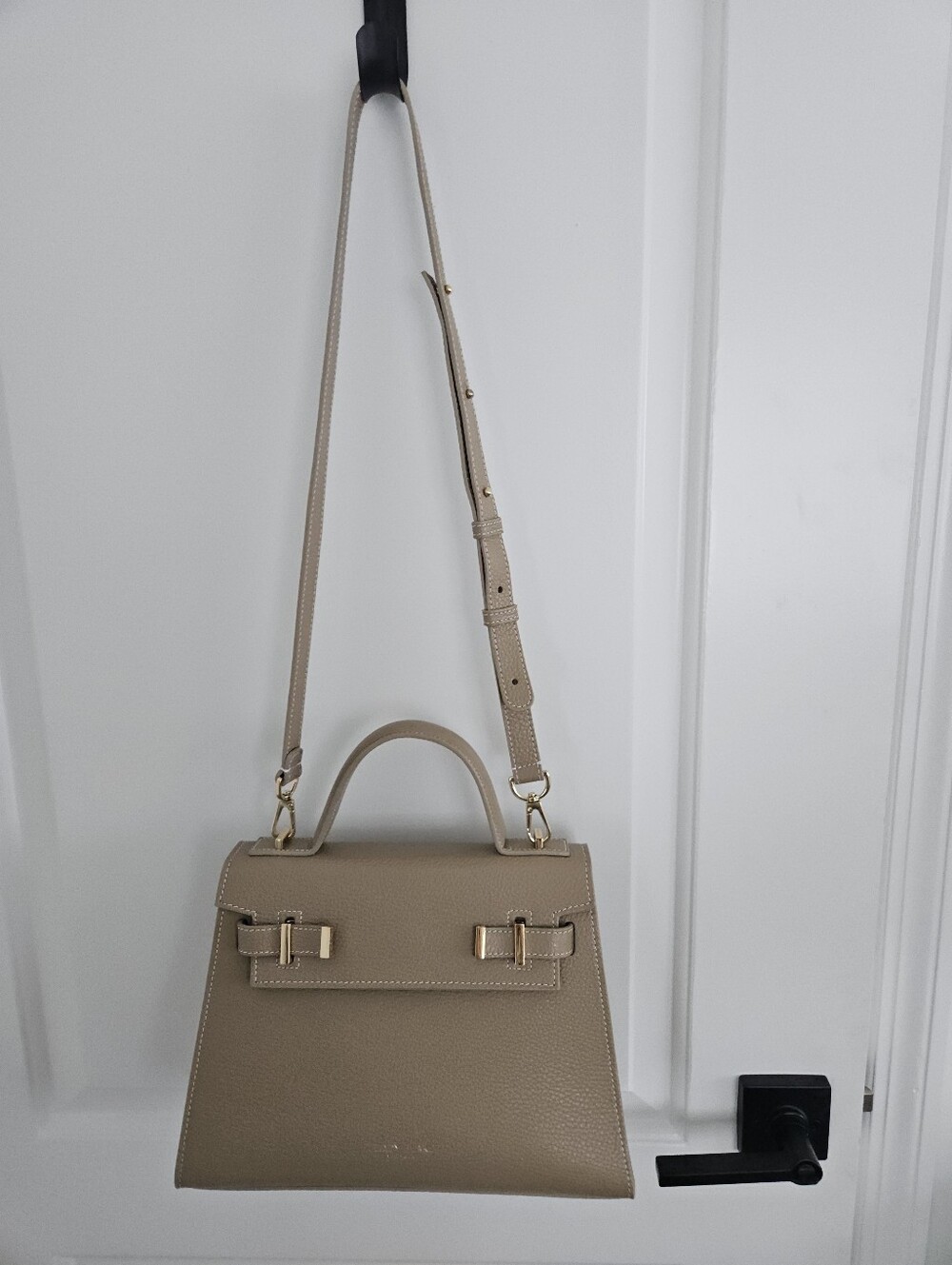 Teddy Blake Ava Taupe Leather Top-Handle Women's Bag with Gold Hardware - Picture 9 of 9